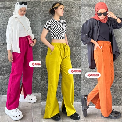 KENKA CELANA / 30.6 / BAHAN LINEN CRINKLE / LP MAX 110 CM / PJ 98 CM / FIT XXL / CELANA KULOT WANITA / MARVELOUS