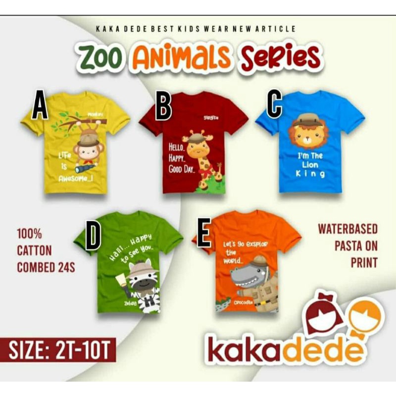 Kaos Anak Murah / Kaos Zoo Animals Series by Kakadede