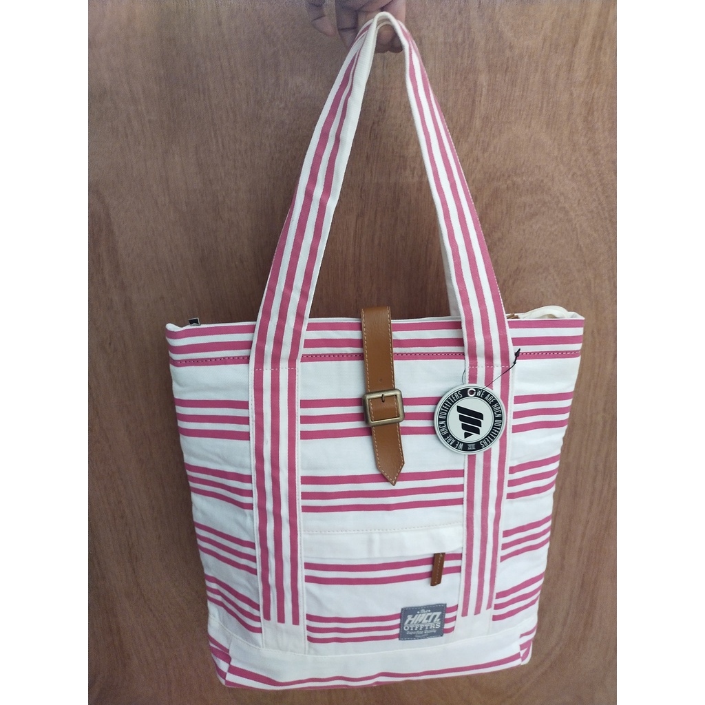 Udlia Tas Wanita Totebag Canvas Stripe Red