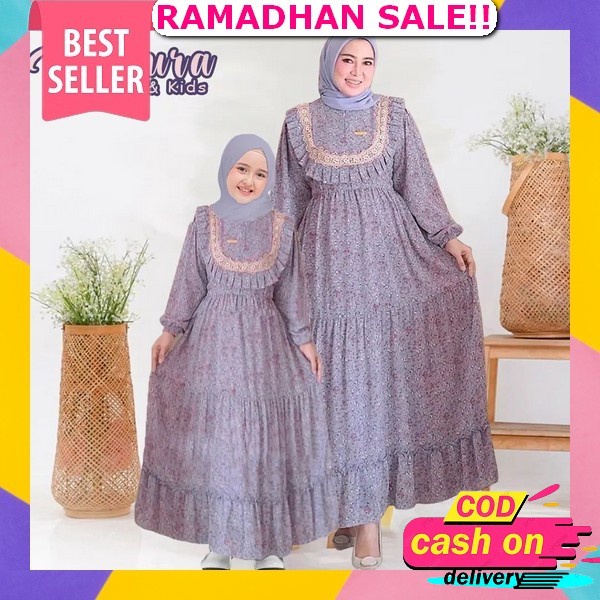 Chianoz Gamis Putih Full Brukat Couple Ibu Anak Mewah Premium Sifon Ceruti Renda Kaki Payung Jumbo F