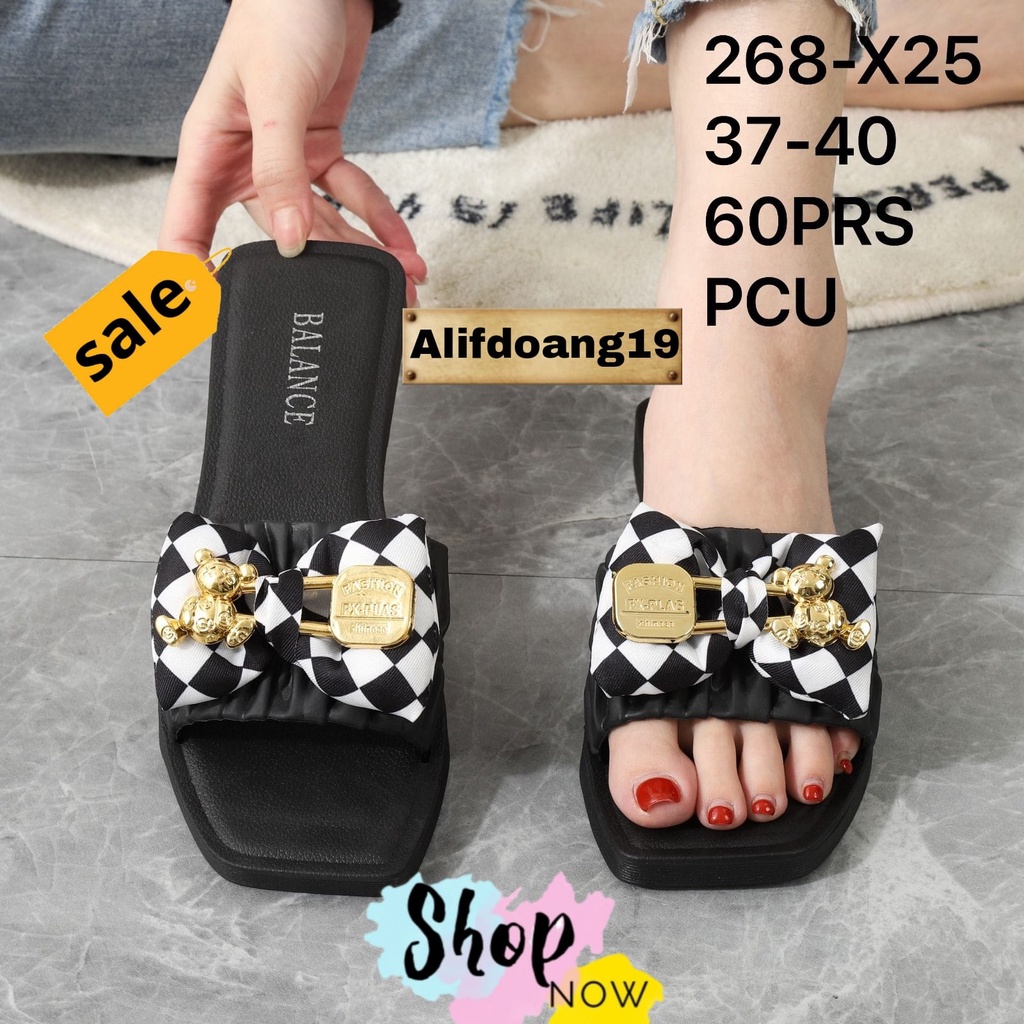 Sandal Selop Wanita Dewasa Korean Style Barang import Bahan Karet 268-X25 (37-40) Sandal Selop Wantia Korean Style