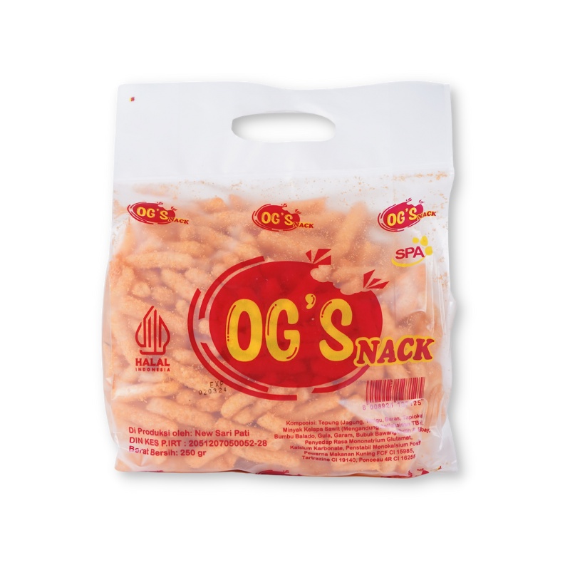 

OG SNACK/ SNACK STICK JAGUNG 250gr / STICK JAGUNG BALADO 250gr / STICK JAGUNG RENDANG 250gr / OG'S SNACK 250gr