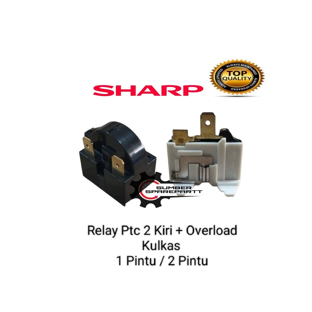 Relay 2 Pin Kiri + Ptc Overload Kulkas 1 Pintu / 2 Pintu Sharp