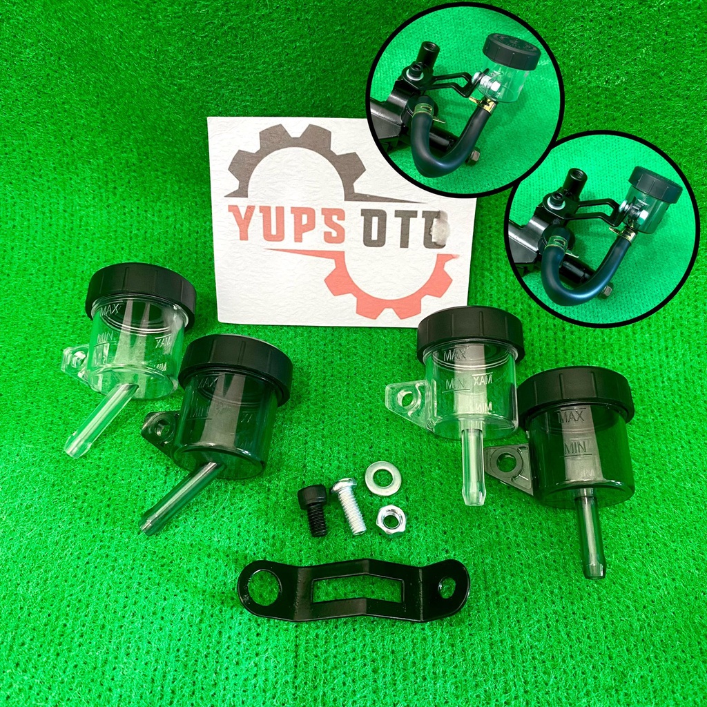 PAKET TABUNG MINYAK REM SMOKE BENING KECIL + BAUT BREKET TABUNG MINYAK PNP UNIVERSAL FINO MIO BEAT VARIO SCOOPY NMAX ADV AEROX LEXI VEGA JUPITER BYSON SHOGUN NINJA RXK RXKING TABUNG MASTER REM kecil DEPAN BELAKANG BRAKE MASTER OIL TUBE bracket mino plug