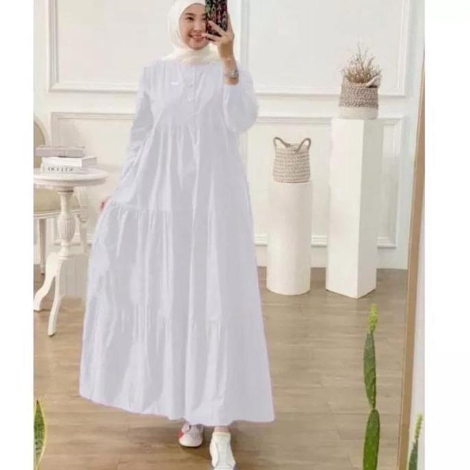 BIG SALE Gamis putih dewasa terbaru 2023 KIRANIA dress Bahan MOSCREPE PREMIUM HQ ukuran L|XL/pakaian
