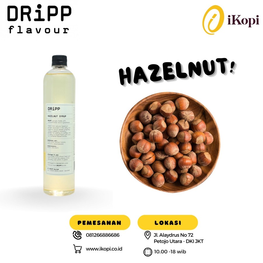 

Dripp Flavour Premium Syrup Rasa Hazelnut