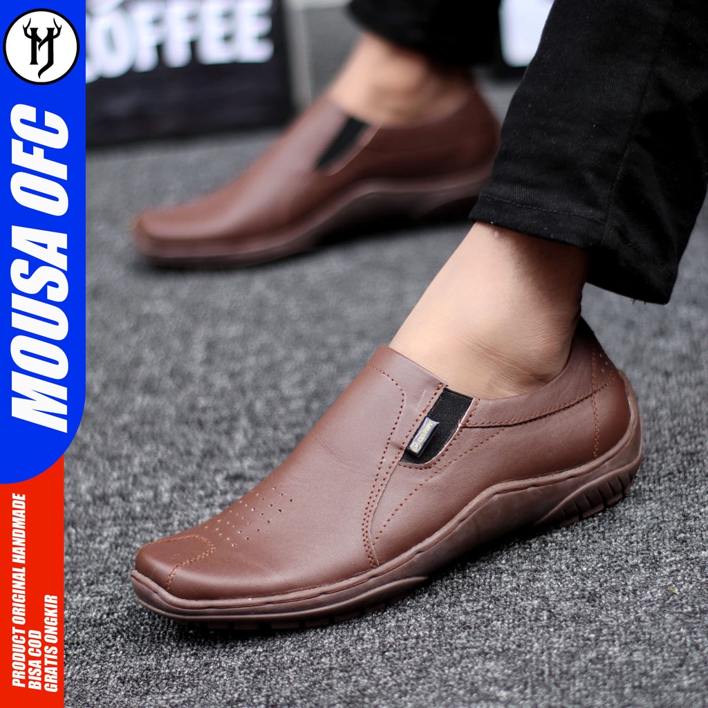 BADIL Sepatu Slip On Casual Kulit Asli  Kasual Formal Pantofel Kerja Kantor Kondangan Original Murah Pria/Cowok