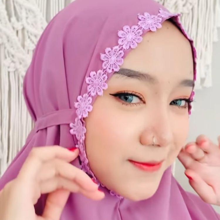 >XG34448< BERGO MELATI / bergo maryam renda melati/diamond besAr