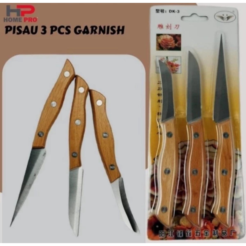 PISAU GARNISH PISAU UKIR BUAH CARVING SET HOMEPRO isi 3 pcs