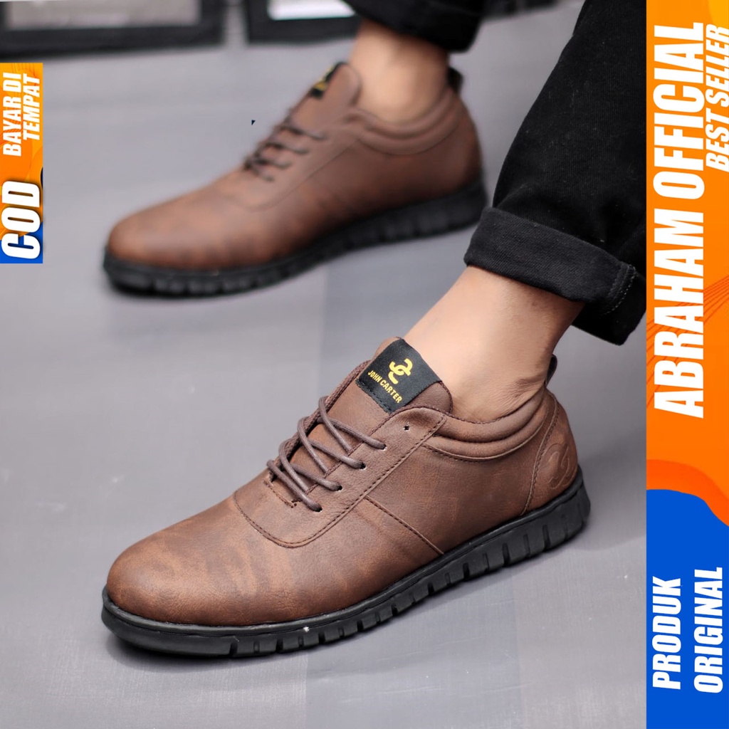 Sepatu Formal Pantofel Pria Hitam Tali Kerja Kantor Abraham Coline