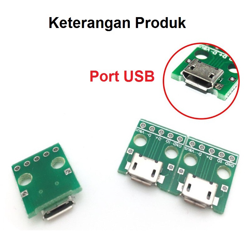 [HAEBOT] PCB Adapter Micro Mikro USB B Port Female DIP Socket Connector Breakout Converter Penghubung Board Papan DIP 2.54 mm Konektor