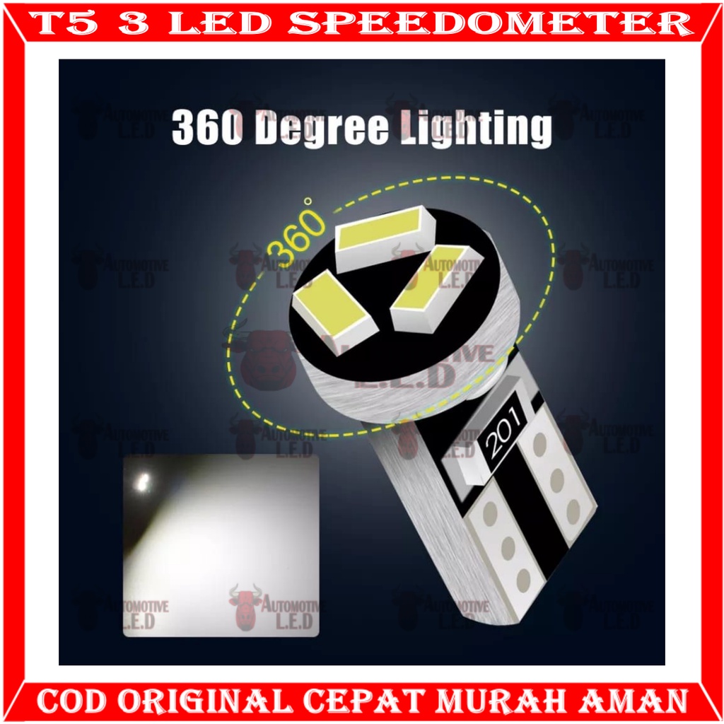 ORIGINAL LAMPU SPEEDOMETER DASBOARD LED T5 3 LED SMD MOBIL MOTOR HARGA 2 BIJI