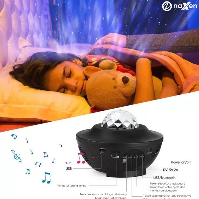 NAXEN LAMPU PROYEKTOR LANGIT TIDUR GALAXY 2IN1 + SPEAKER BLUETOOTH [COD]