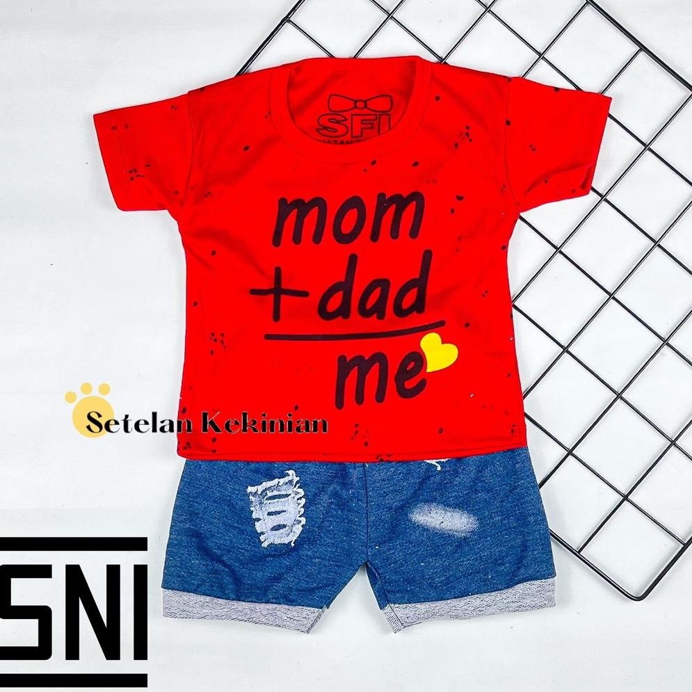 READY STOCK O23 [SK] Setelan Baby 0_12bln Set Baby Boy Set Love Mom Dad Set Anak Laki Laki Newborn K