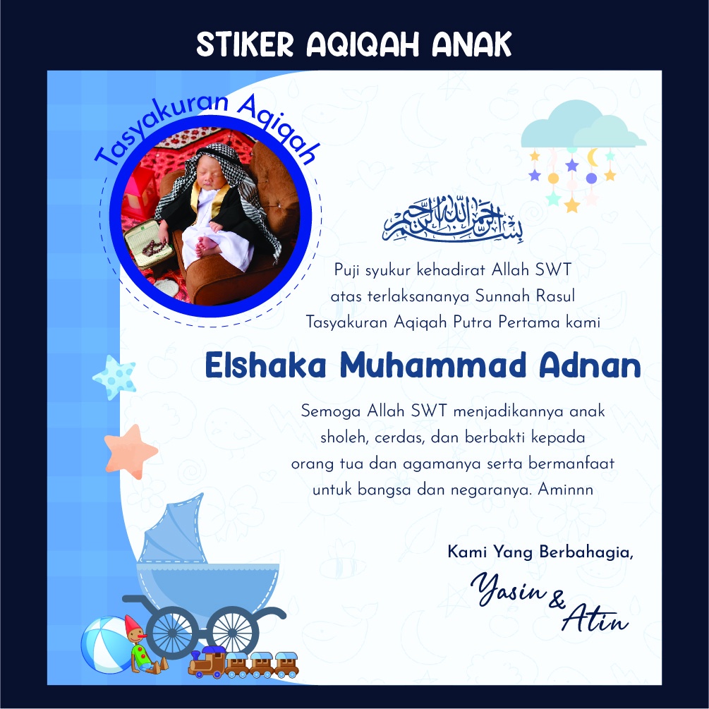 12 PCS STIKER  LABEL AQIQAH ANAK / STIKER LABEL ULANG TAHUN ANAK / STIKER SOUVENIR