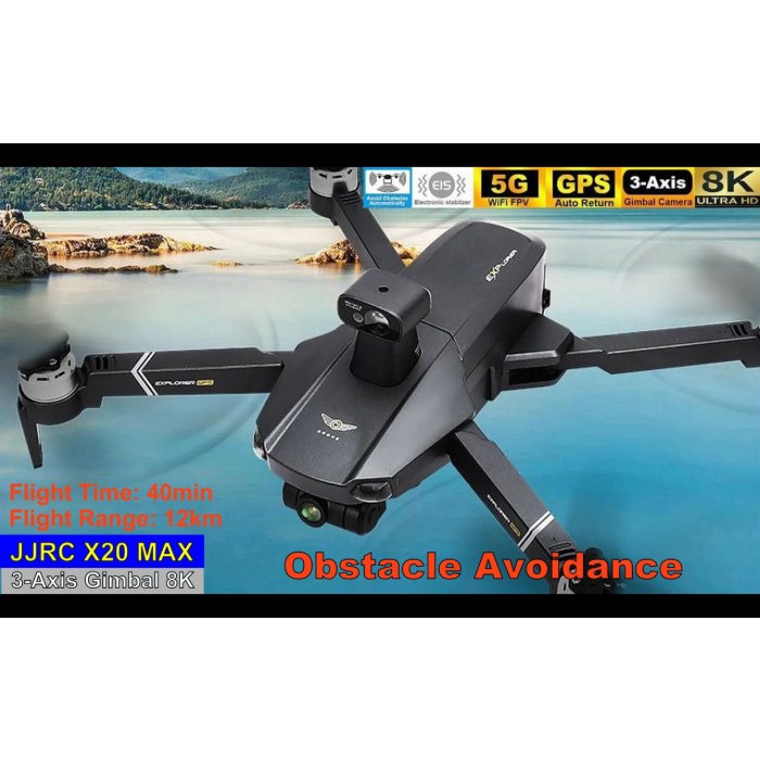 JJRC X20 MAX Anti Nabrak 6K IMX Camera 3-Axis Gimbal GPS 5G Drone