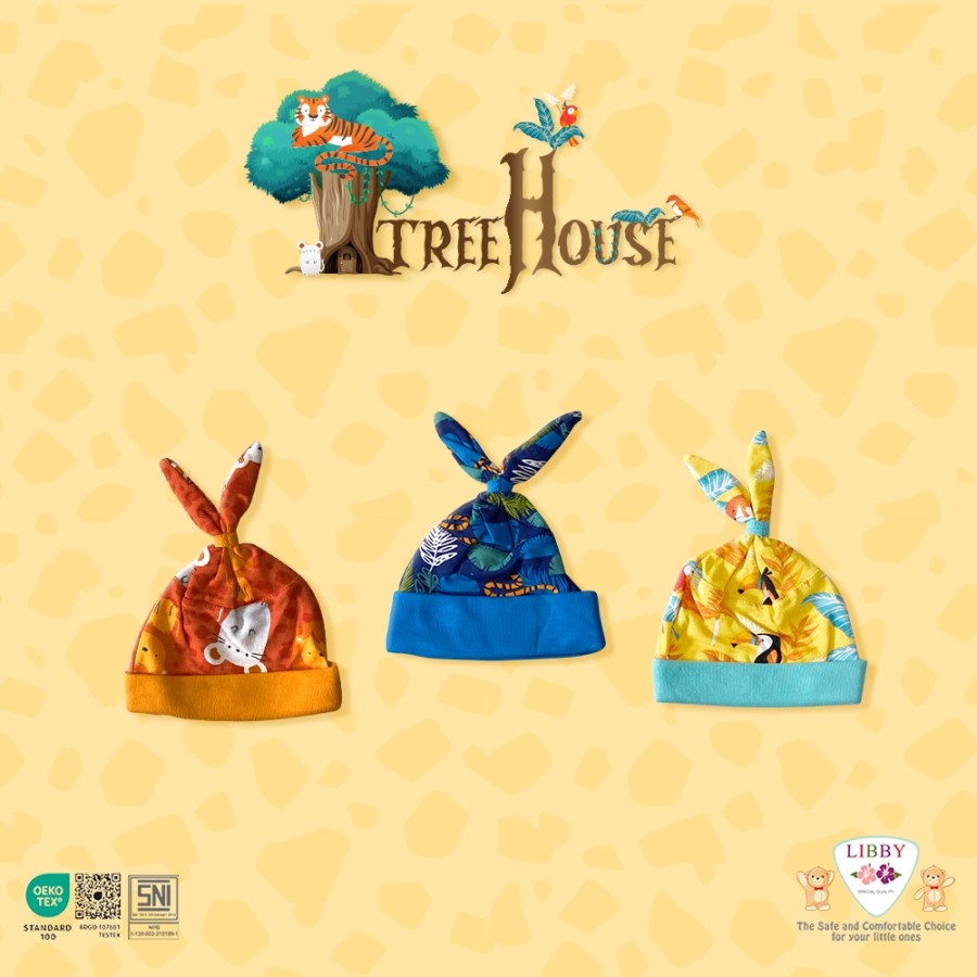 Topi Bayi Newborn Libby Motif Tree House (1 pcs)