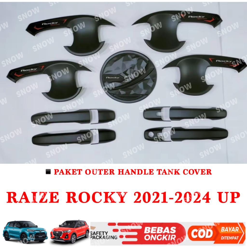 Paket Outer Handle Tank Cover Raize Rocky 2021 2023 2024 Activo Chrome Hitam