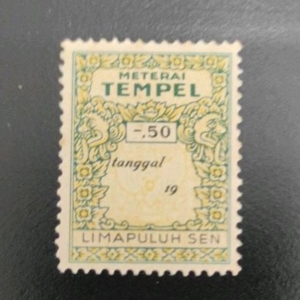 

1 Potong Materai Tempel Tua 50 Rupiah Kuning Tahun 1953-1959