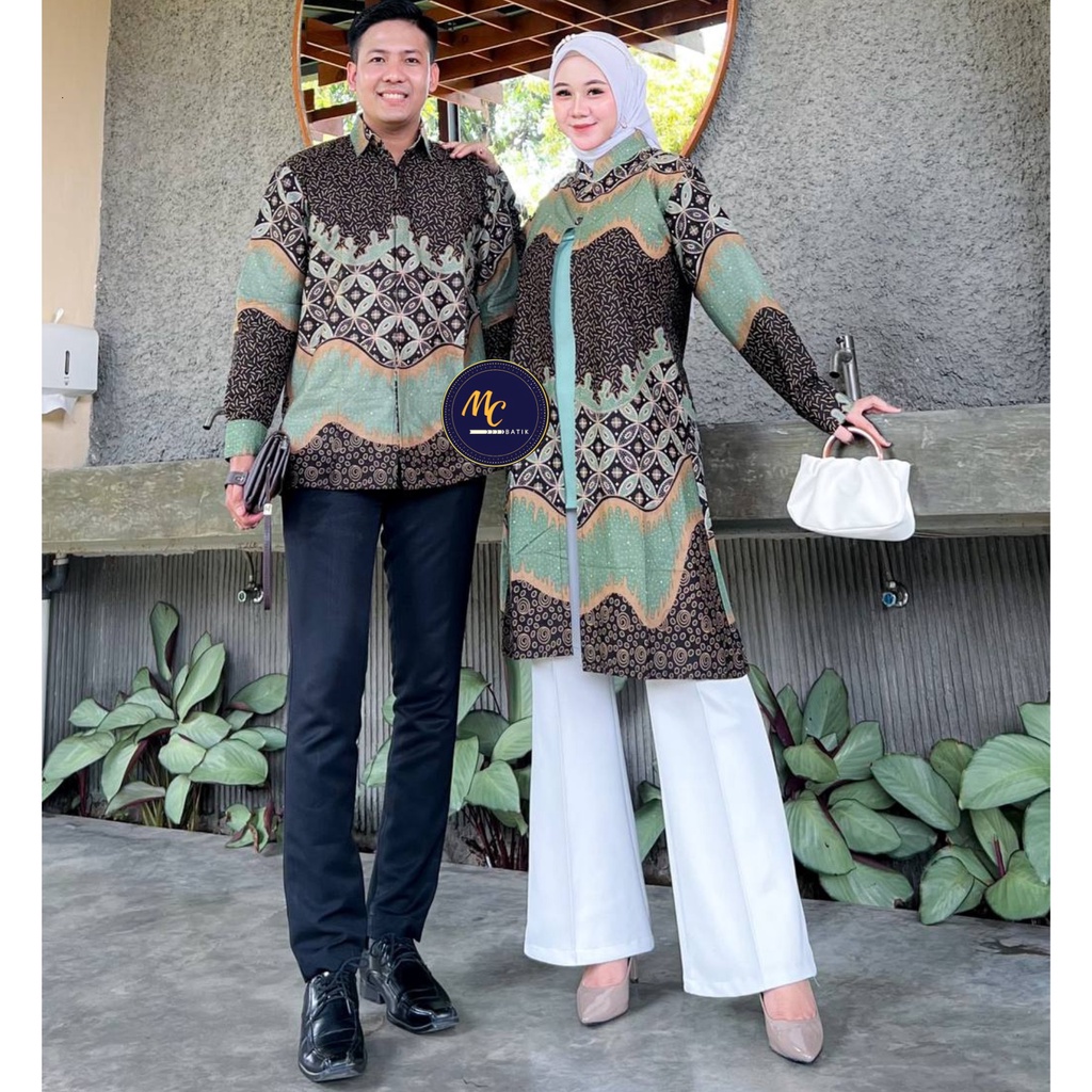 Batik Couple (MCbatik) - Batik Couple Tunik Kemeja Motif Soft Terbaru Bahan Katun Mix Moscrepe Ready Seragam Kantor M L XL XXL Jumbo