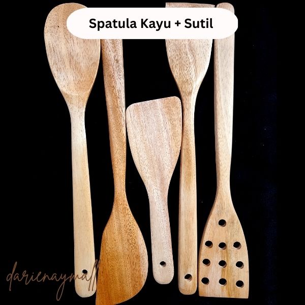 COD ∣ Paket Sepatula Kayu 5in1 Spatula Kayu Dengan Sutil Jepang Sutil Lubang Solet Centong ∣ Wooden 