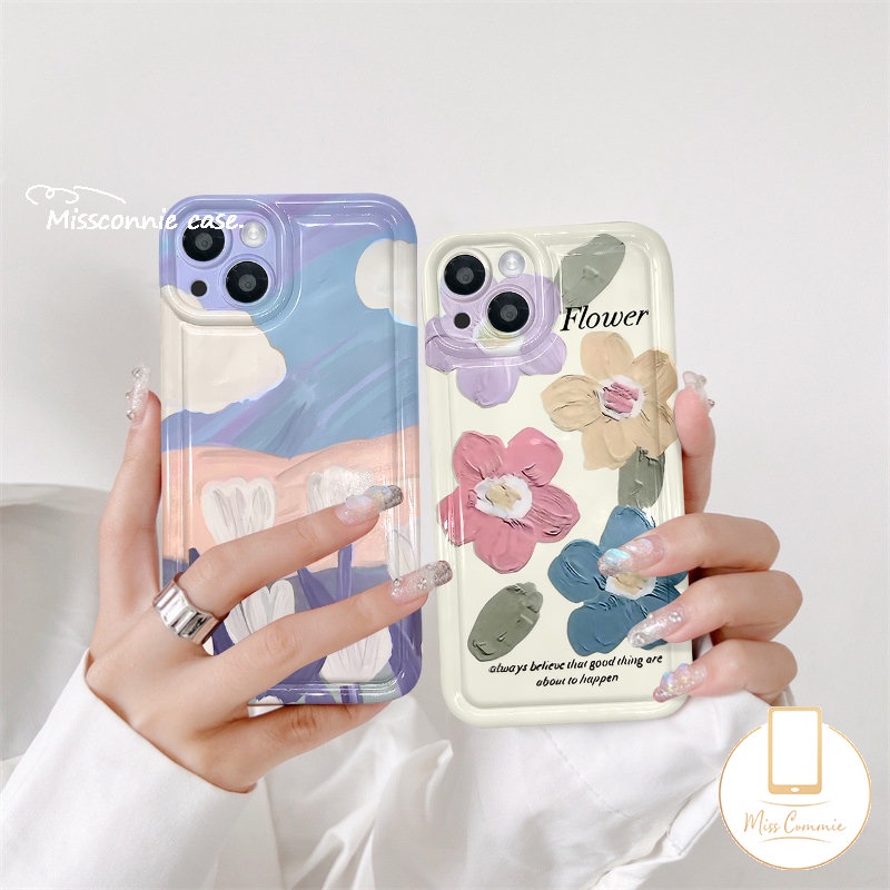 Case Bunga Lukisan Cat Minyak Realme C53 C33 C55 C30 7i C17 9i C25 C15 C35 C20 C25s C12 C25Y C21Y C11 Realme 5i 5 6i 5s C20A C3 C11 Airbag Shockproof Fresh Flowers Tulips Soft Cover