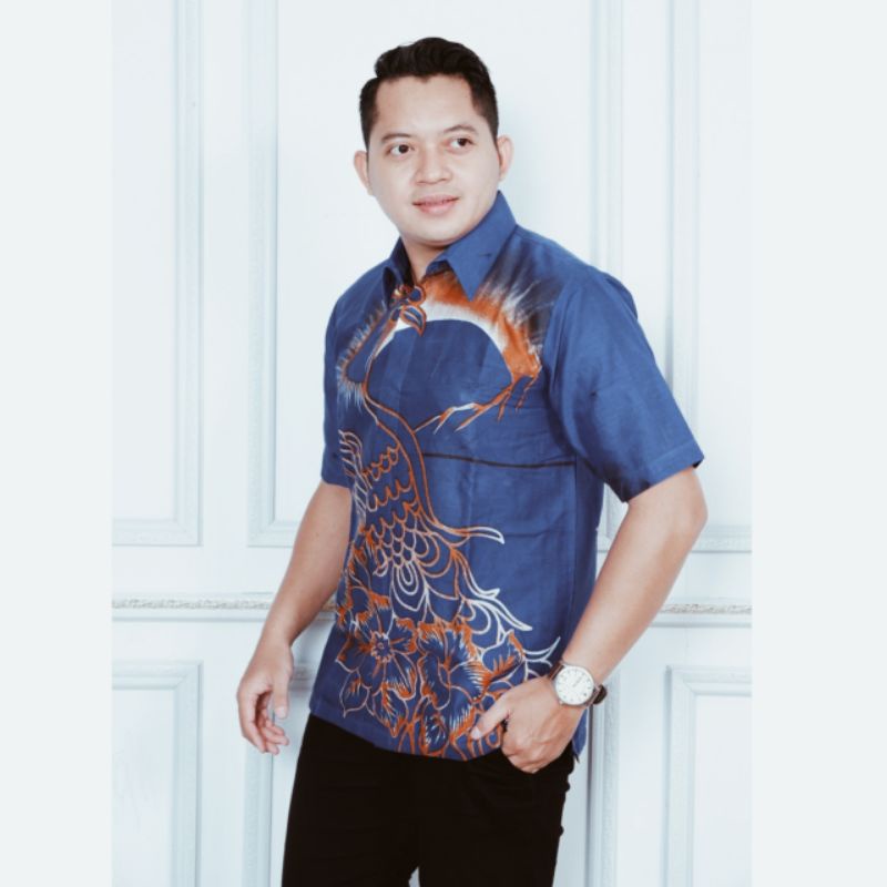 Kemeja Batik Pria Lengan Pendek Murah Baju Atasan Cowok Modern Terbaru Formal Casual Lapis Full Furi