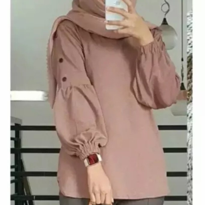 Atasan Wanita baju blouse atasan wanita lengan balon bis size - milo, S Trand Import Terbaru Gratis 
