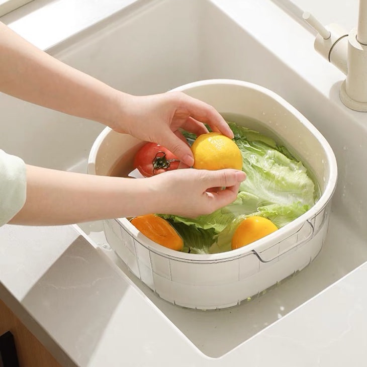 Baskom Pencuci Sayuran Saringan Buah/ Multifunctional Double-layer Vegetable Drain Basket