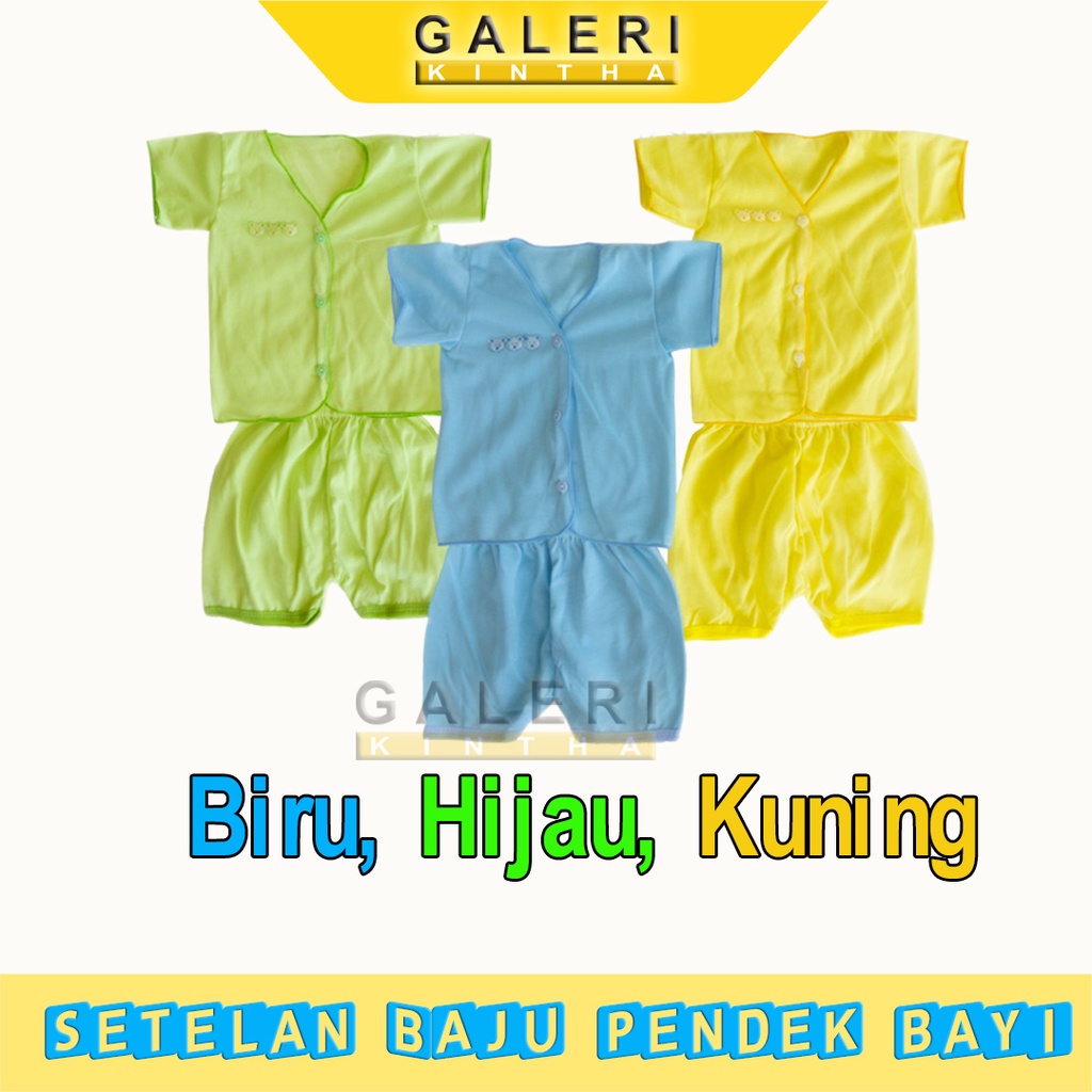 Setelan Baju Pendek Bayi Newborn Laki laki Perempuan Polos