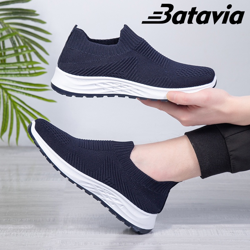 Batavia 2023 impor baru fashion sepatu Pria rajut sepatu olahraga pria sepatu hitam Sepatu Pria Sport men Sneakers kanvas fashion lebih ringan lebih tahan lama B32