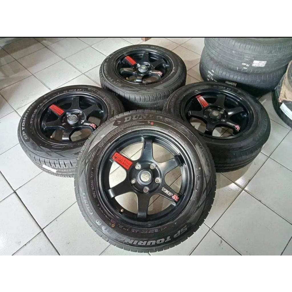 VELG BEKAS TE37 R15X7 LUBANG 5 PCD 5X114 + BAN 195 65 R15