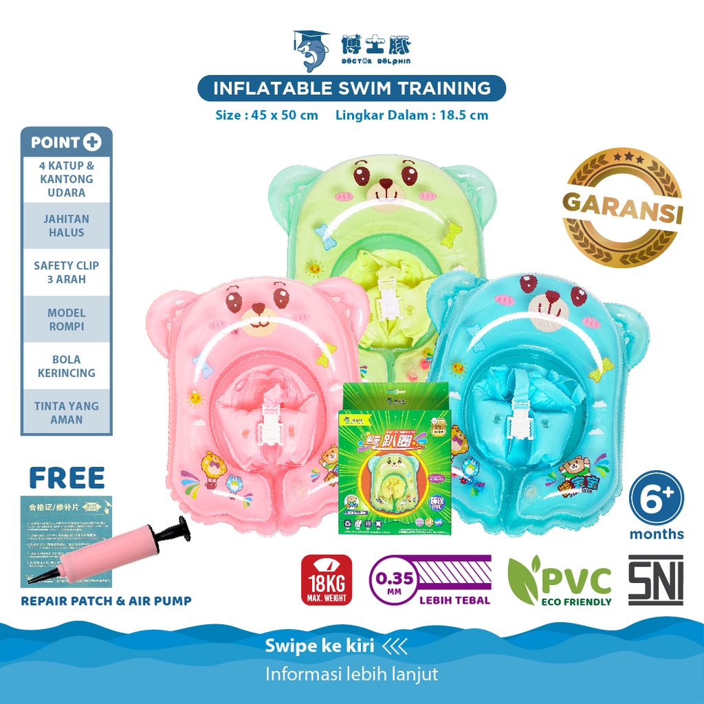 [FREE Pompa] Dr DOLPHIN Premium Baby Swim Trainer Pelampung Bayi Toddler Swimtrainer Pelampung Renang