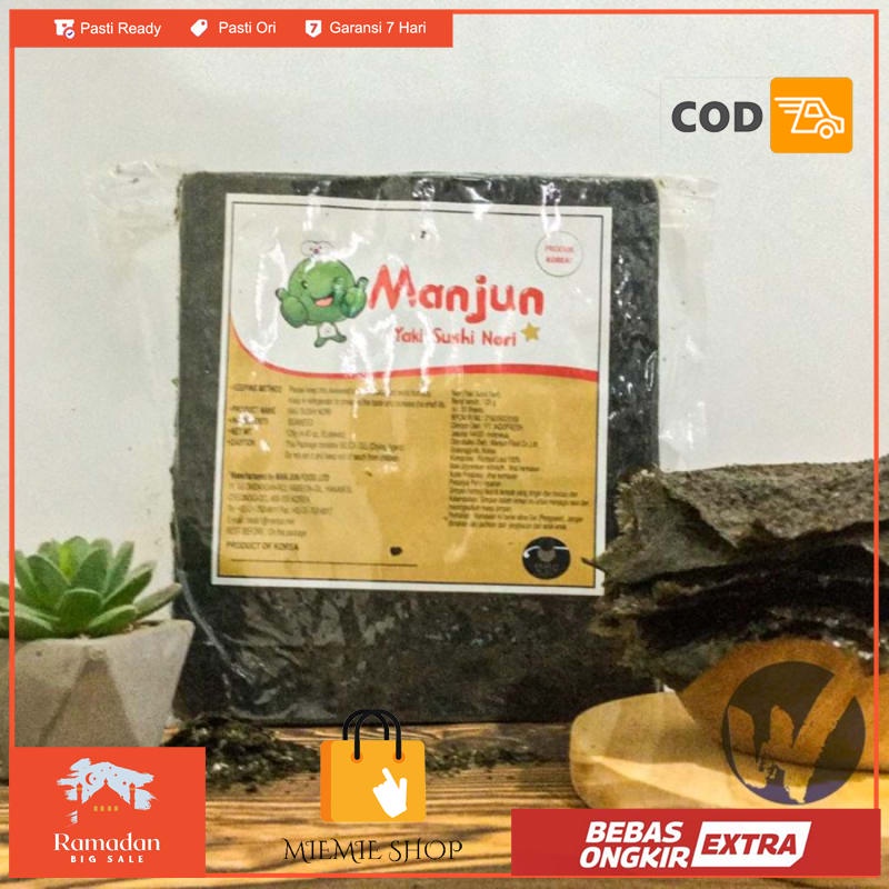 

Sushi Nori Manjun Seaweed Rumput Laut 50 sheets/lembar