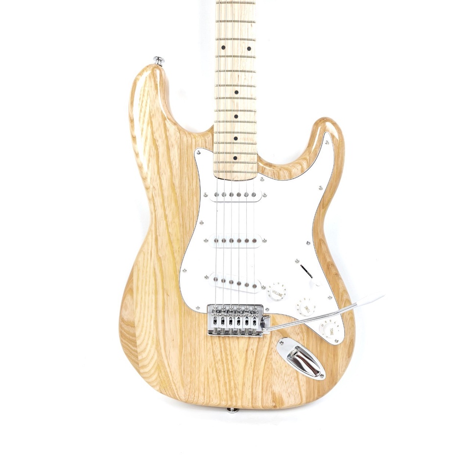 Gitar Elekrik Merk Fender StratoCaster Warna Natural Coklat Bonus Tas dan Kabel Jack Murah Jakarta Strato Caster