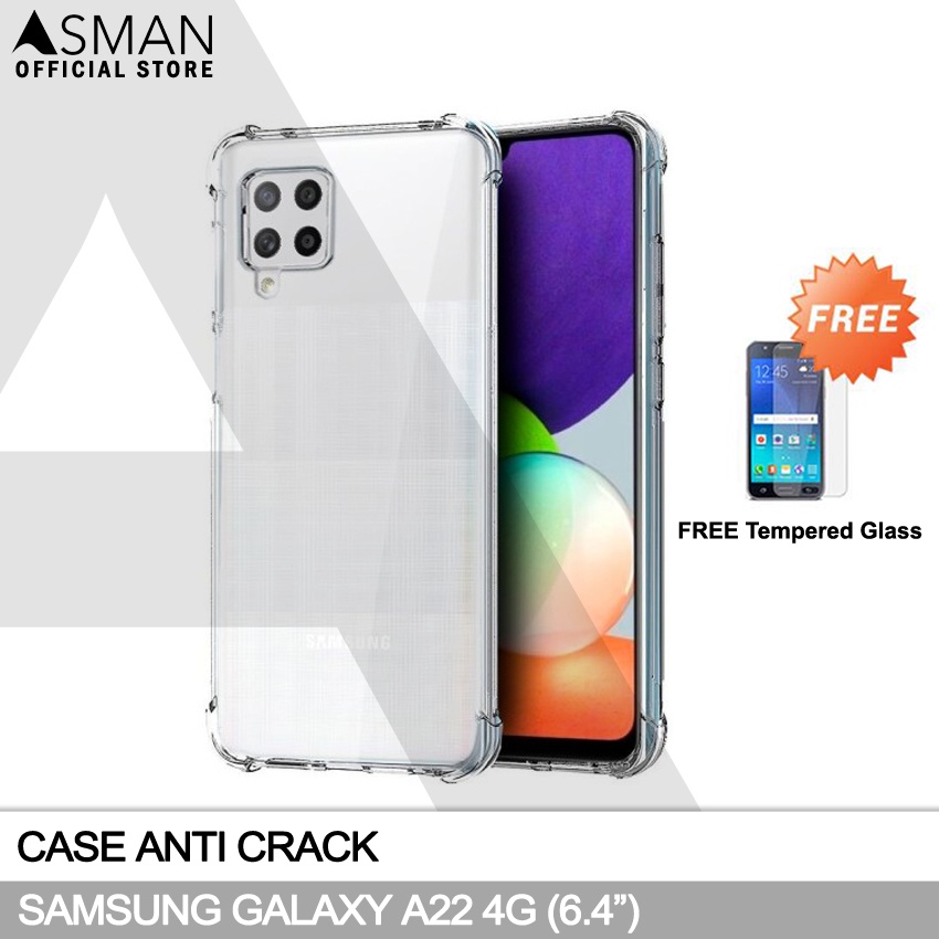 Anti Crack Samsung Galaxy A22 4G (6.4) | Soft Case Anti Bentur + FREE Tempered Glass