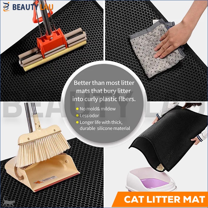 KESET KARPET PASIR KUCING ALAS TATAKAN PASIR KUCING CAT LITTER MAT ALAS LITTER BOX DOUBLE LAYER WATERPROOF MUDAH DIBERSIHKAN