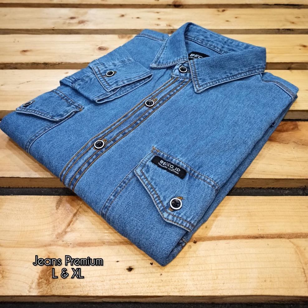 ↵ Produk unggulan kemeja jeans pria lengan panjang kemeja Levis lengan panjang Baju kemeja levis pri