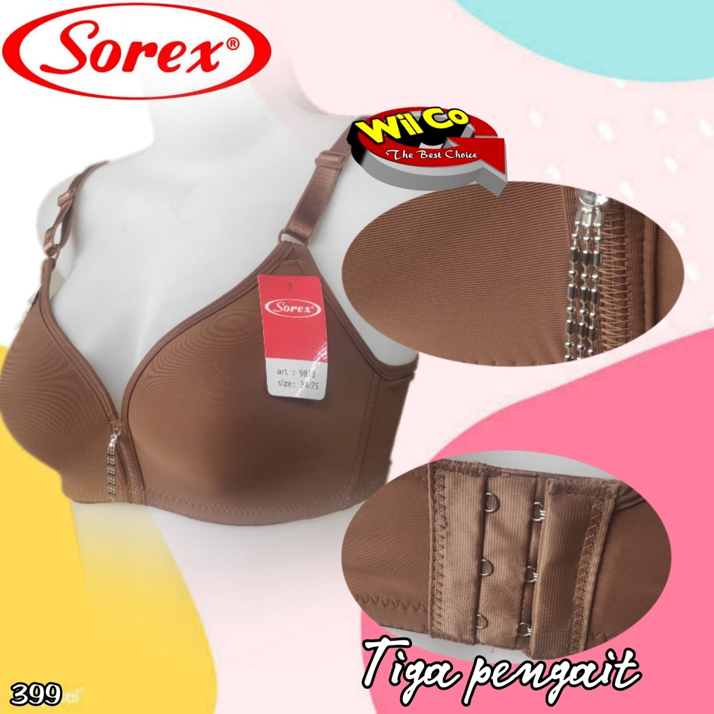 K399 - BRA/BH WANITA SOREX SILKY SOFT BUSA TANPA KAWAT CUP C SIZE 34 - 40 TIGA PENGAIT