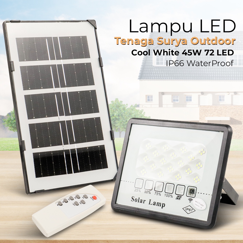 Lampu Dinding Solar LED Outdoor Light IP66 45W Cool White - MA457 - Black