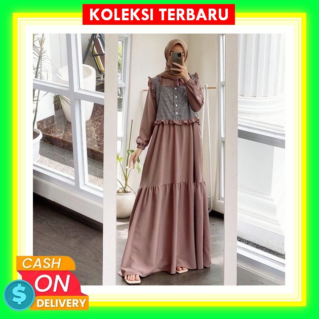 Gamis Indira New 2023 Bahan Armani Silk Mewah Murah Tebal Dan Mengkilap Busui Frendly Lingkar Dada 1