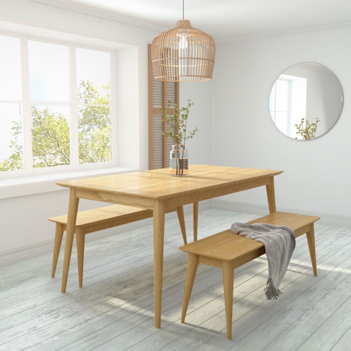 RAY Set Meja Makan Jati Model Kursi Bangku Panjang Set Kursi Makan Panjang