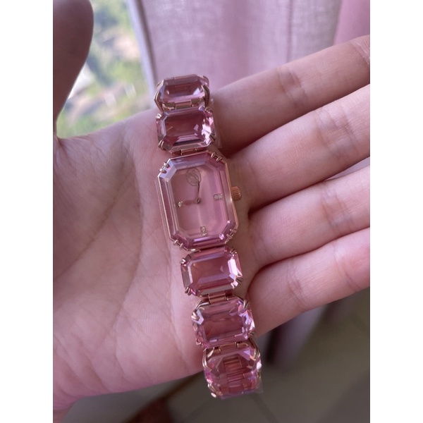 NEW Jam tangan SWAROVSKI Millenia Octagon cut bracelet watch Original 100% Transparant Pink