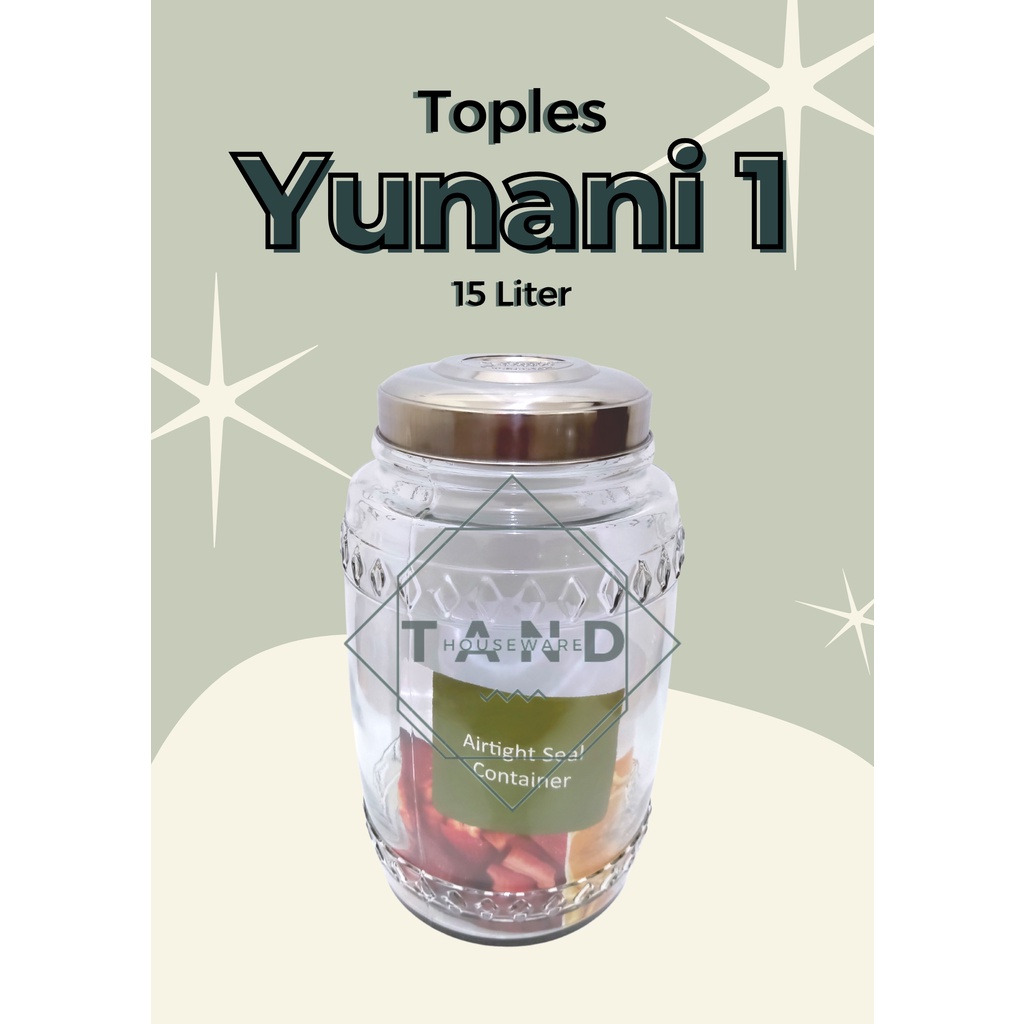 TOPLES KACA BESAR KEDAP UDARA DLX YUNANI UKURAN 15L GLASS JAR