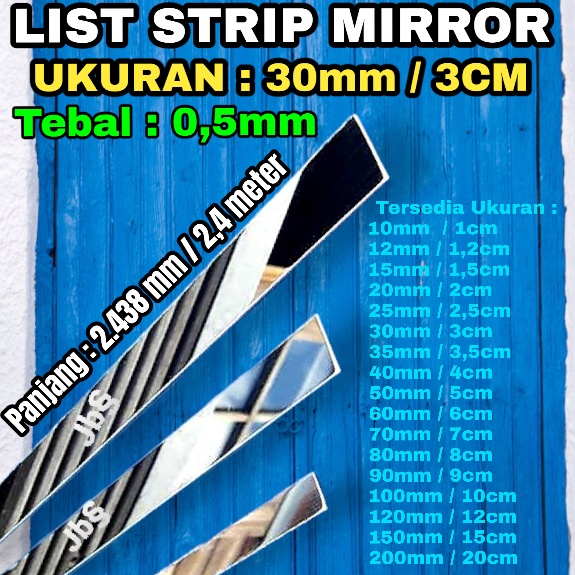 LIST PLAT STRIP MIRROR 30X2.438MM(243,8CM)xT.0,5MM STAINLESS 201