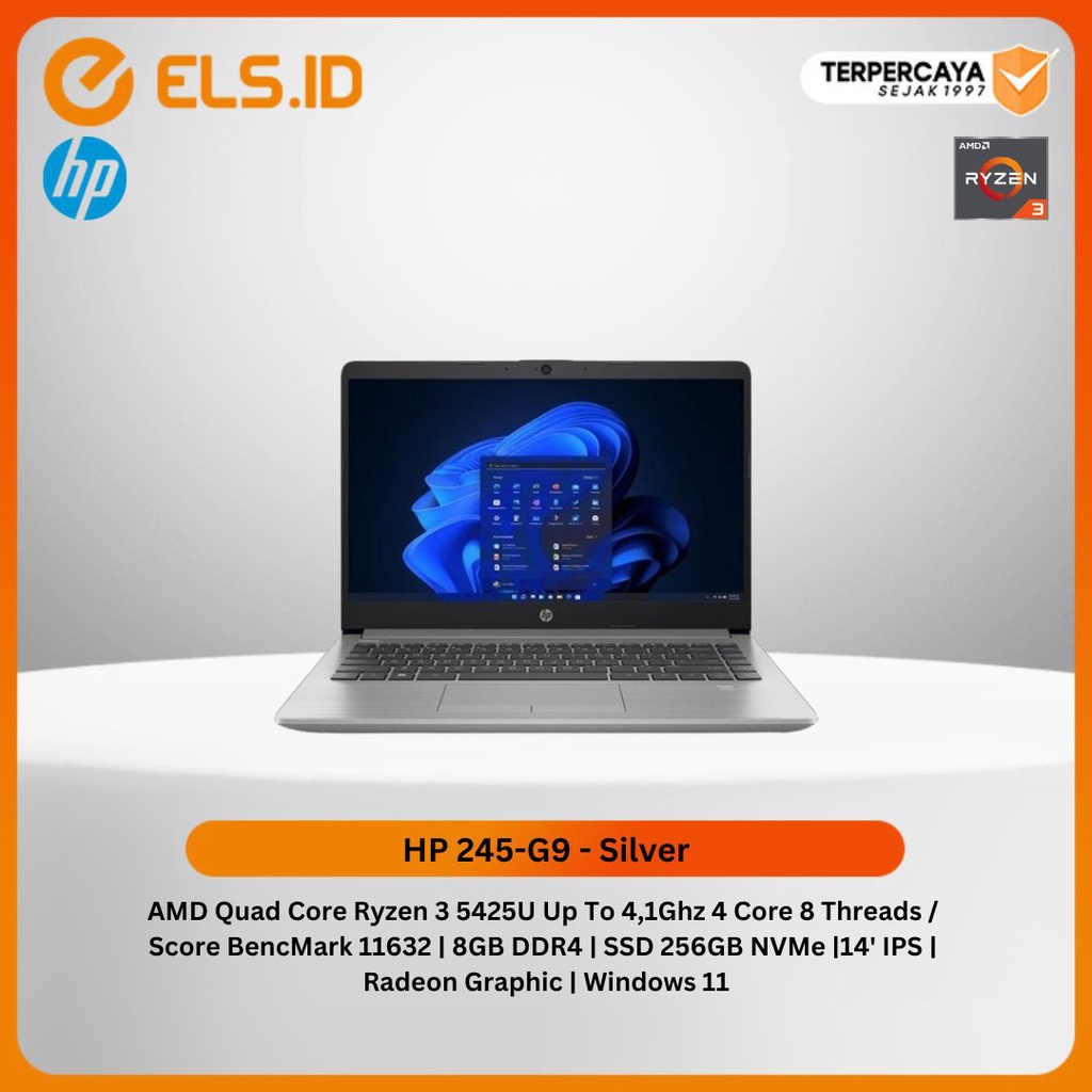 Laptop HP 245 G9 - Silver [Ryzen 3 5425U-8GB-SSD 256GB]
