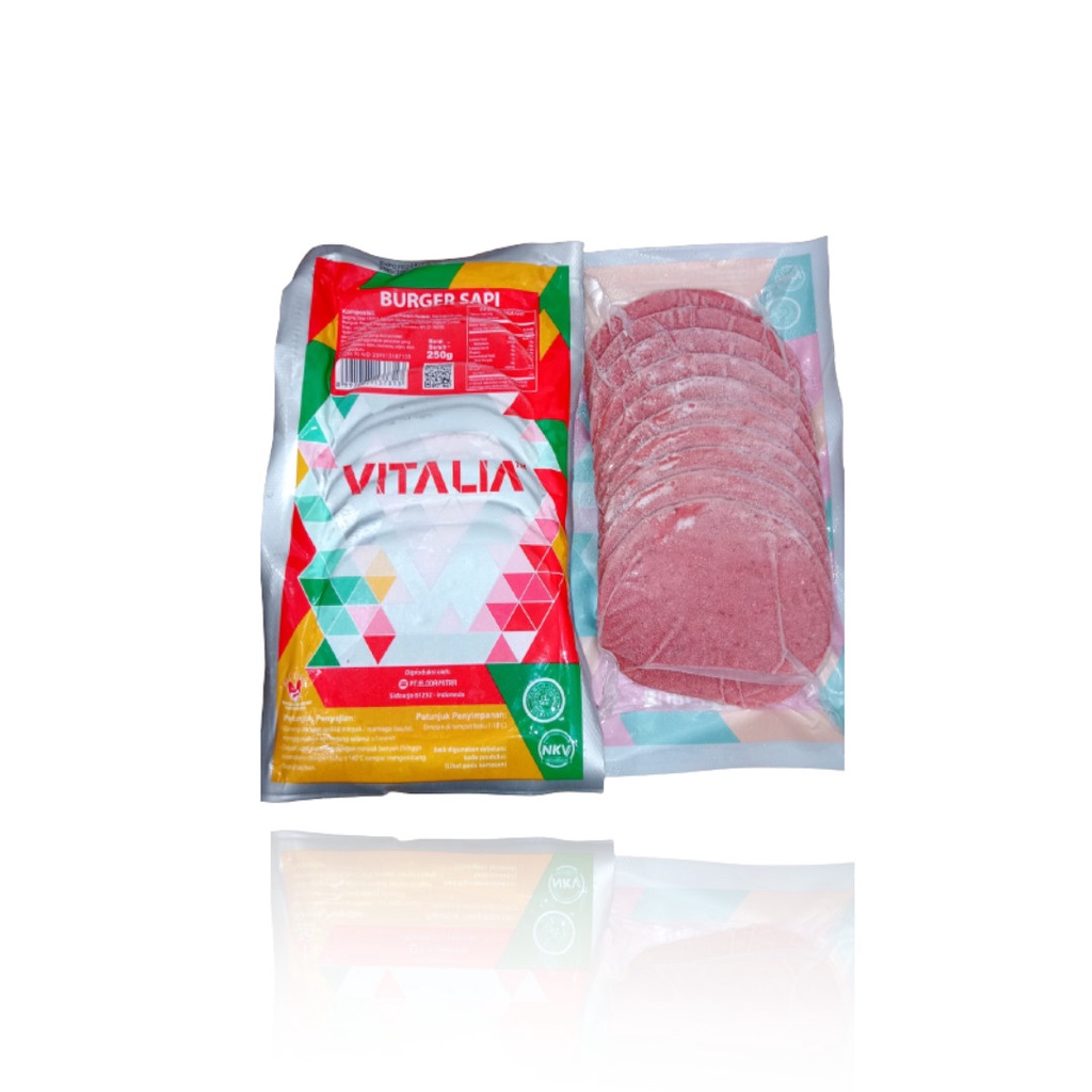 Vitalia Daging Burger Sapi 250 Gr Isi 10 Slice - Beef Patties Vitalia