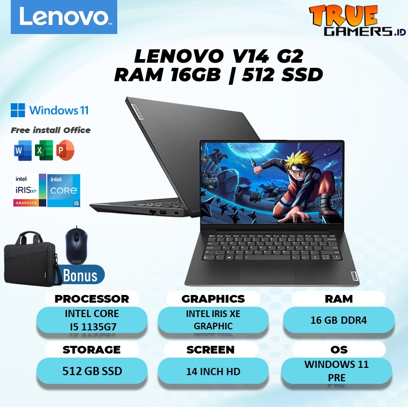 Laptop Lenovo V14 G2 intel  I5 1135G7 RAM 16GB 512SSD