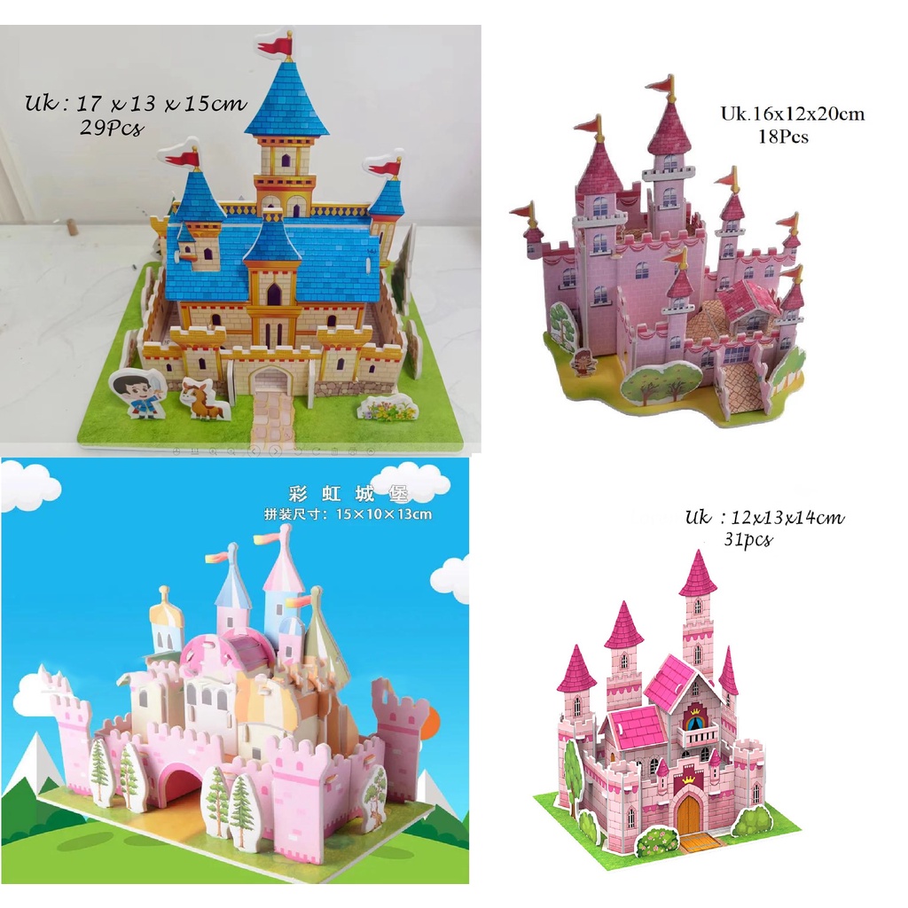 Puzzle 3D DIY bahan foam &amp; paper RAINBOW CASTLE mainan puzzle edukasi anak (kado,pajangan,dekorasi)