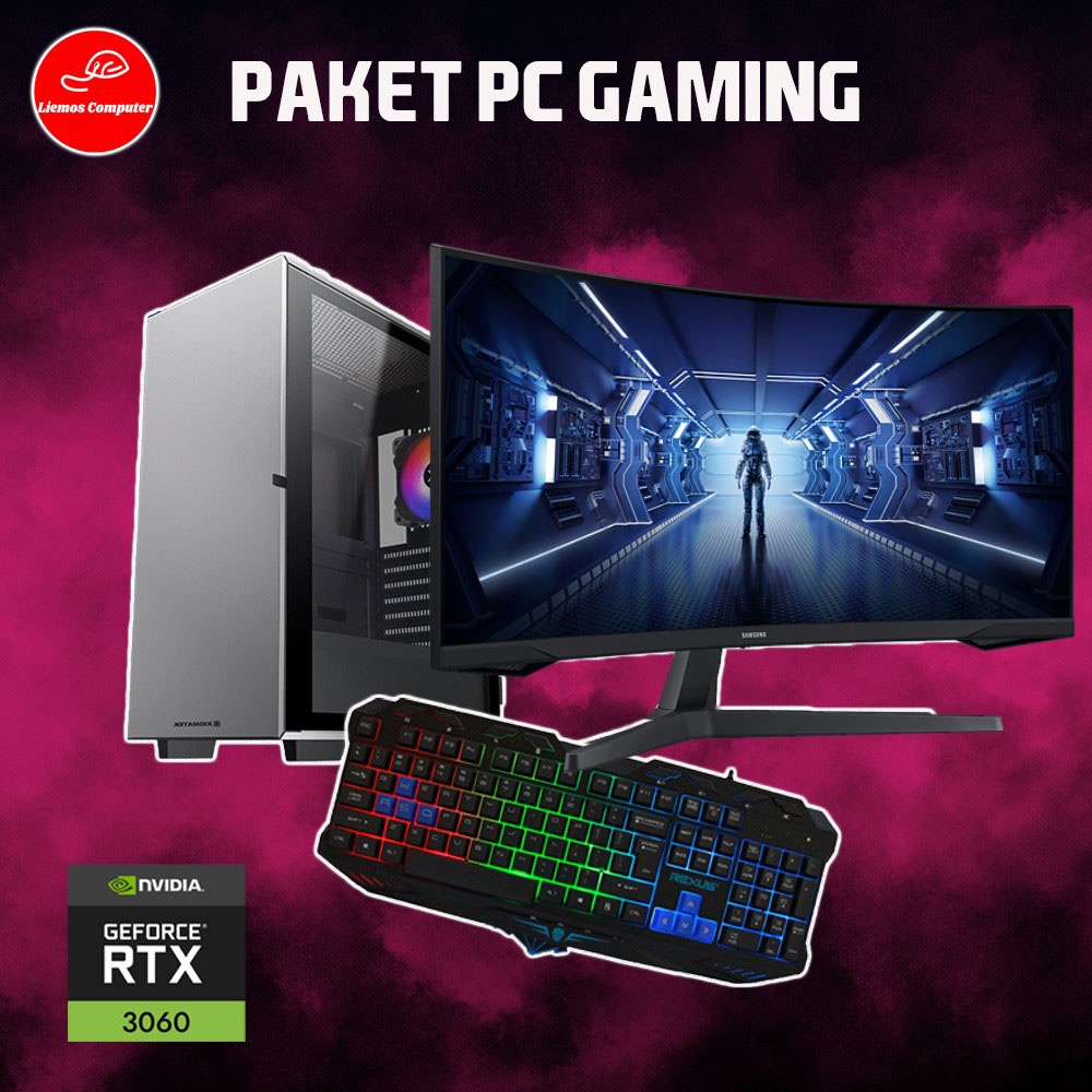 All New Paket PC I5 12400F RTX 3060 12GB Samsung 32 Curved 1000R